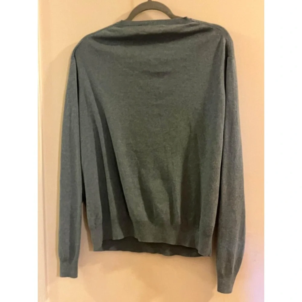 Polo By Ralph Lauren‎ Pullover Sweater Men L Grey Long Sleeve V-Neck Pima Cotton